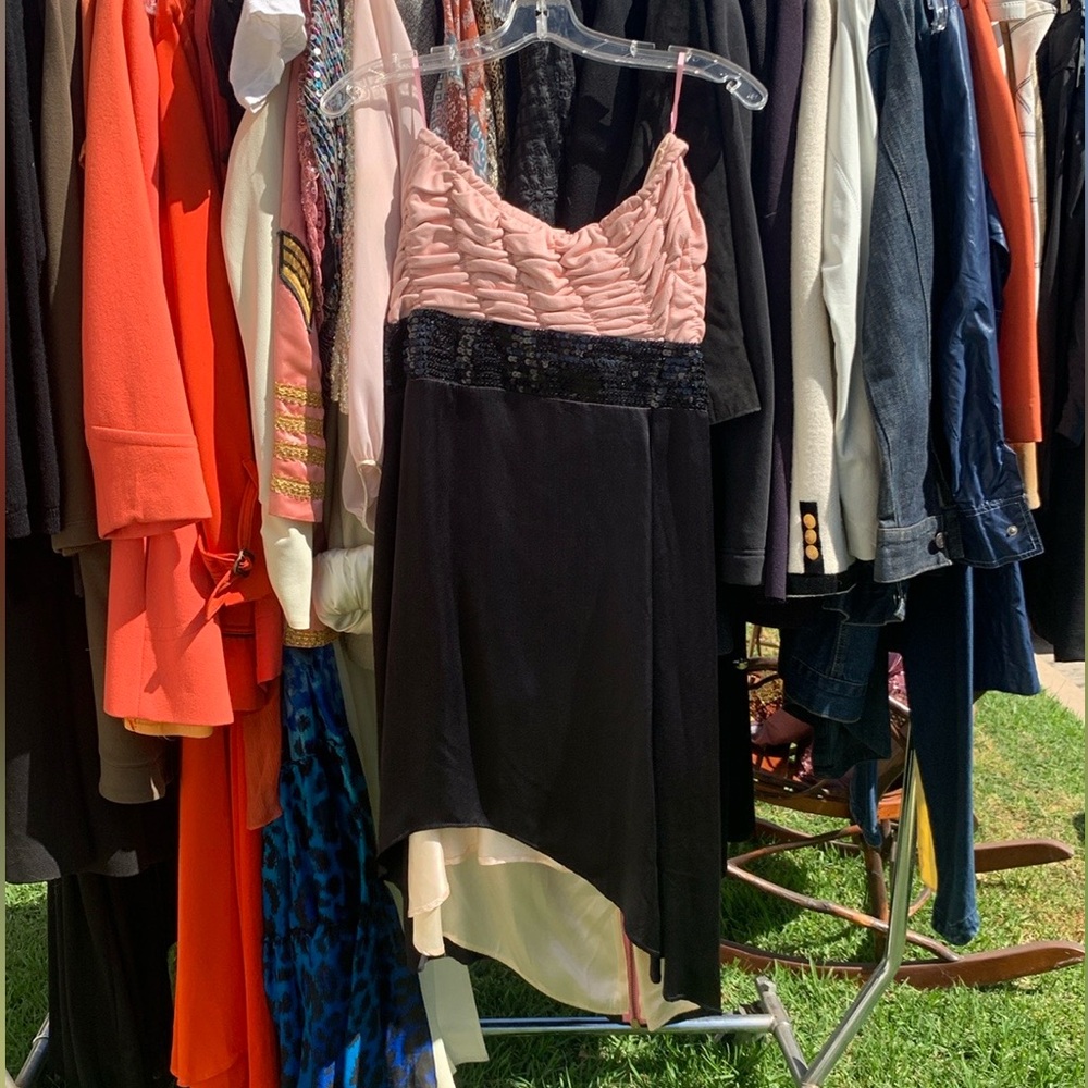 ✨🫶🏽 Strapless Leather, Sequined, and Silk Dress🫶🏽✨